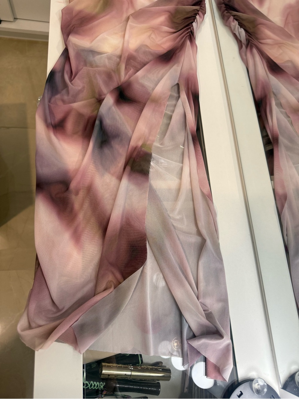 Stradivarius Blush and Mauve Sheer Midi Skirt